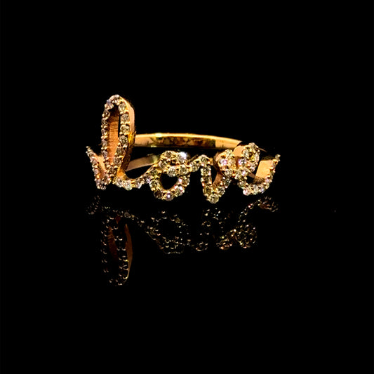 Yellow Gold Love Ring 0.365CT 2.1GR 14K 9"