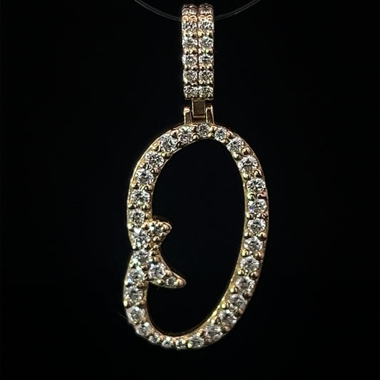 Yellow Gold Letter O Pendant 0.68CT 2.6GR 14K