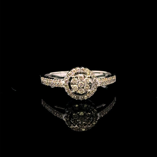 White Gold Engagement Ring 0.35CT 1.8GR 14K 6.5"