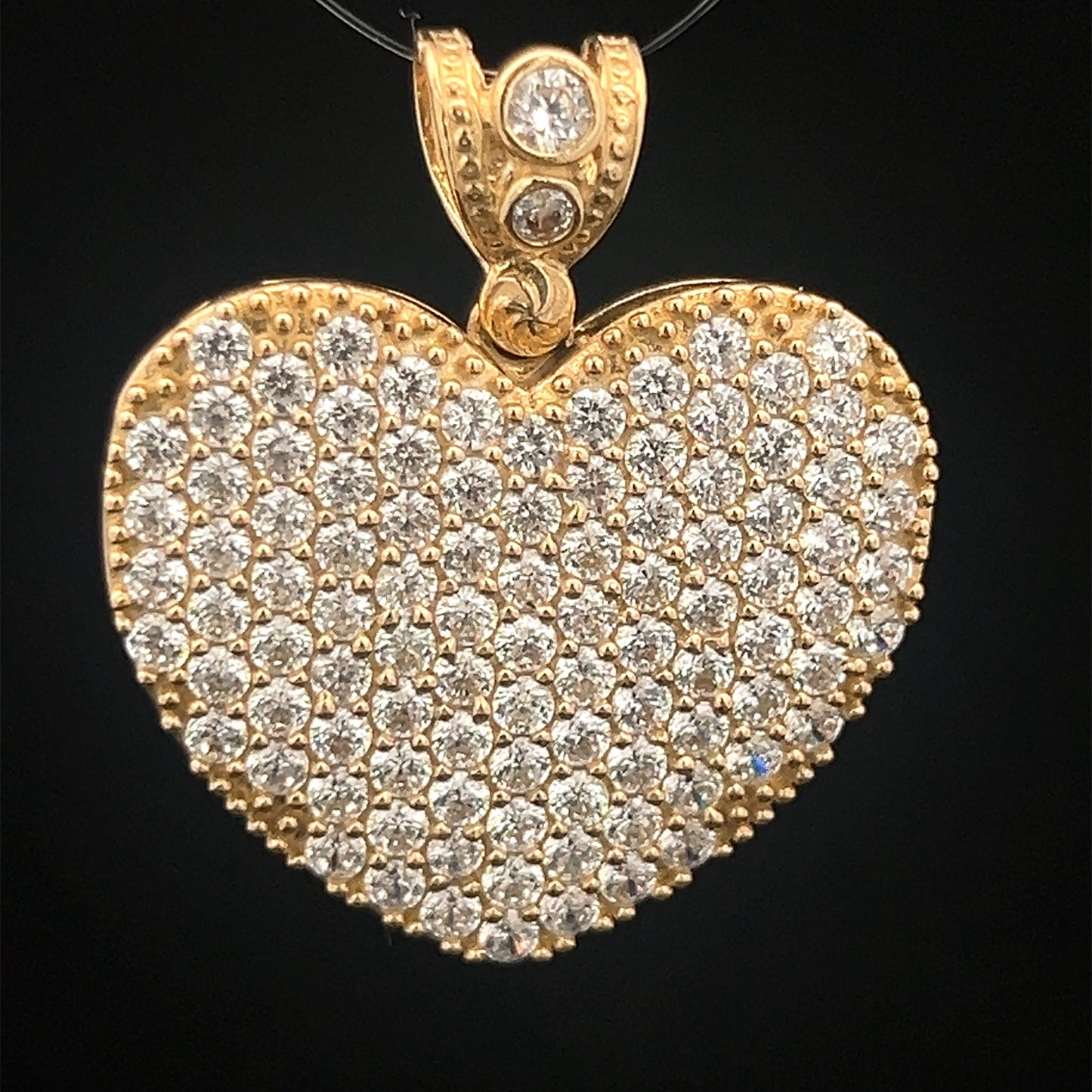 Iced Out Yellow Gold Heart Pendant (CZ) 7.3GR 14K