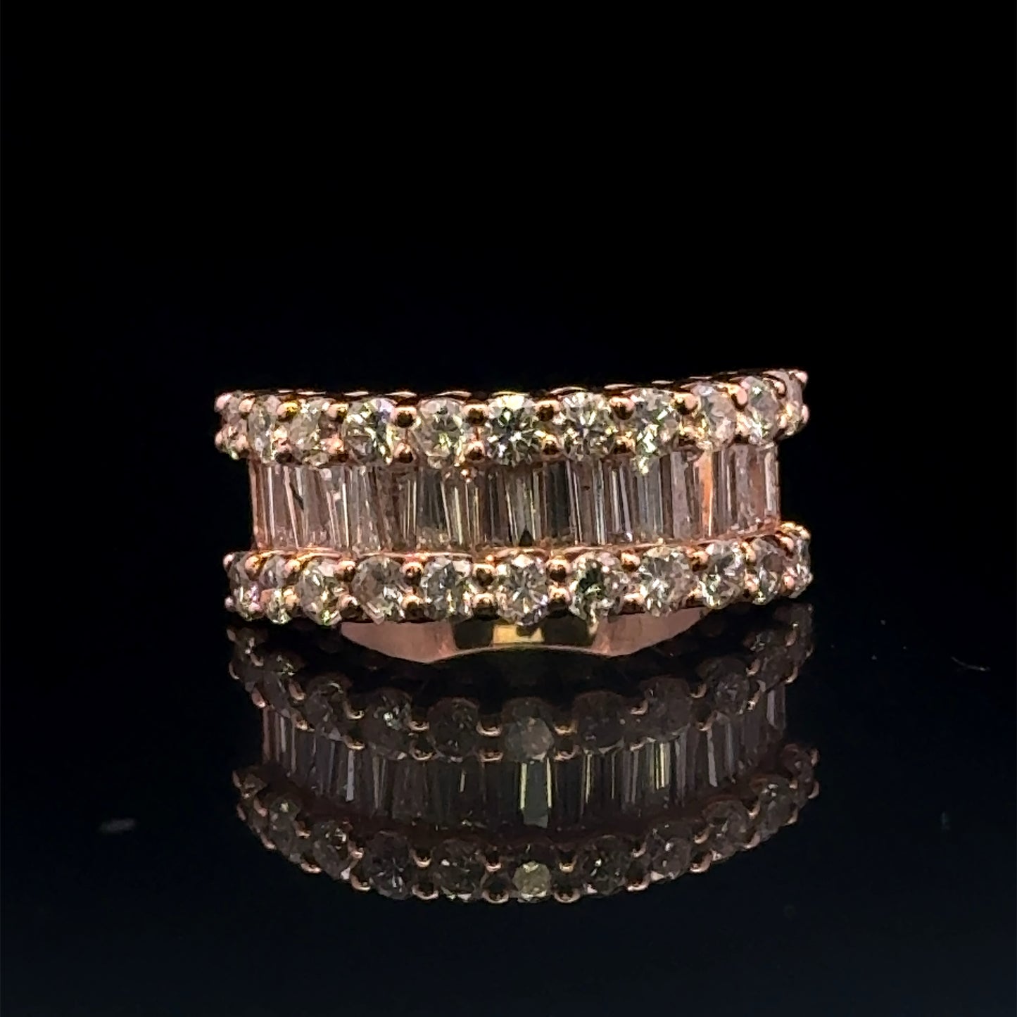 Anillo de oro rosa con talla baguette rosa de 3,04 ct y 9 gr de 14 quilates y 6,5"