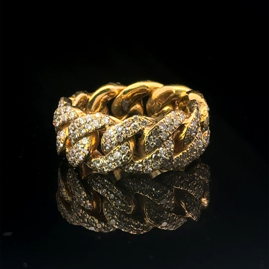 Yellow Gold Cuban Ring 2.67CT 13.7GR 14K 9"