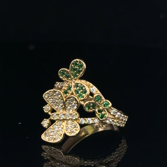 Anillo Mariposa Verde Oro Amarillo 3.4GR 14K 6"