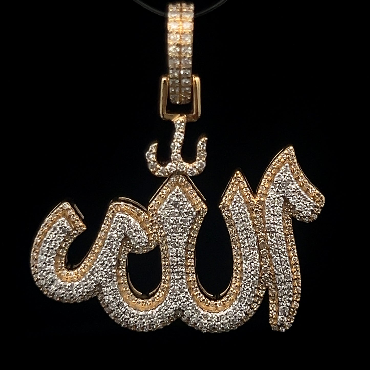 COLGANTE ALLAH 0.97CT 6.9GR 10K 3.5CM