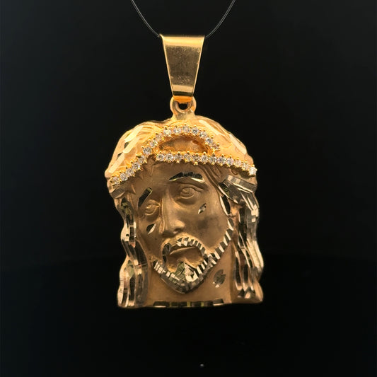 COLGANTE CABEZA JESUS CORONA PUAS PEQUEÑO CZ 16.1GR 14K