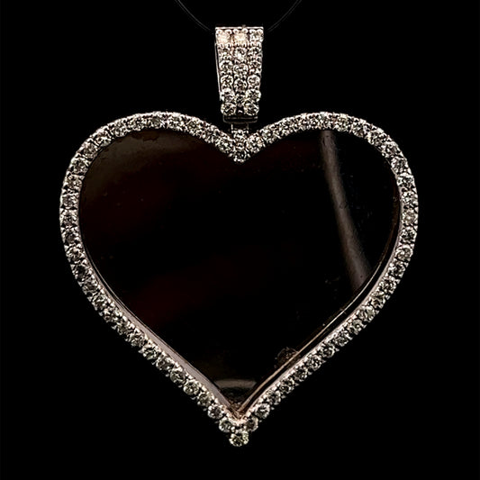 White Gold Black Heart Pendant 1.80CT 12.9GR 14K