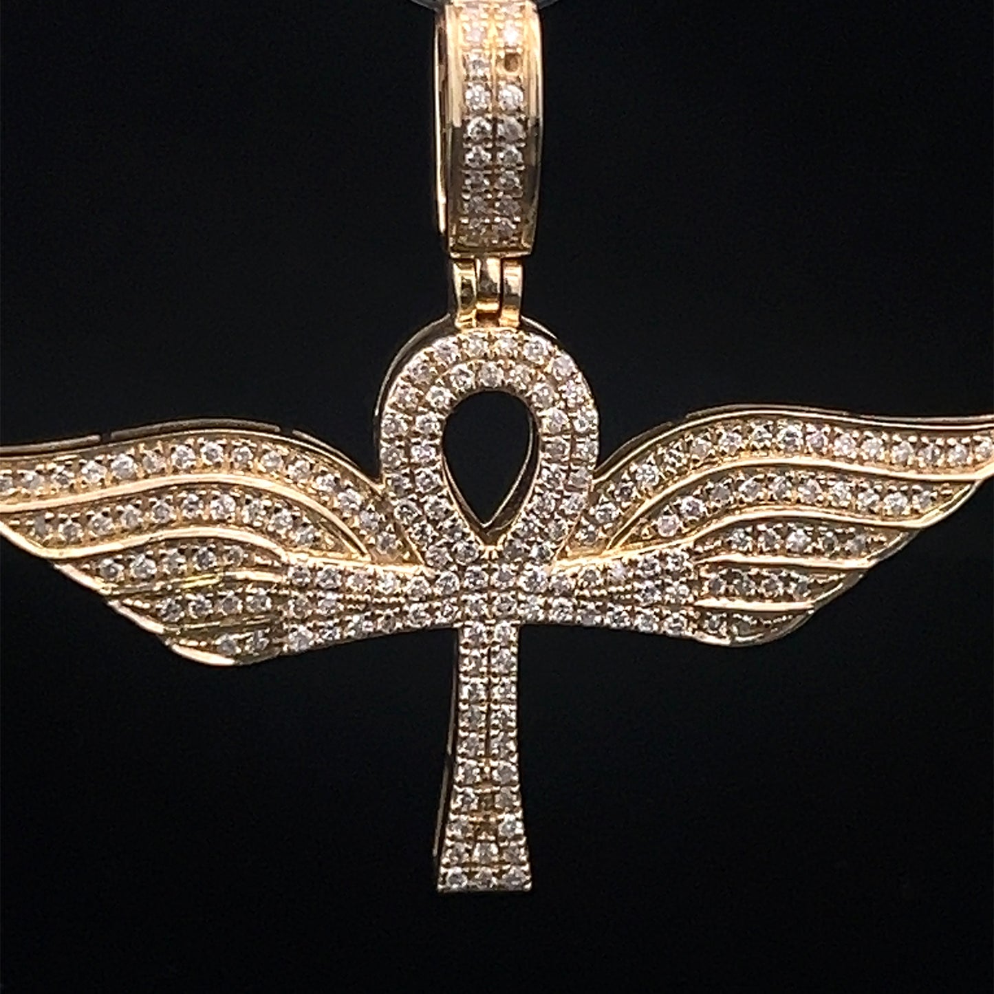 Yellow Gold Winged Cross Pendant 0.72CT 5.4GR 14K