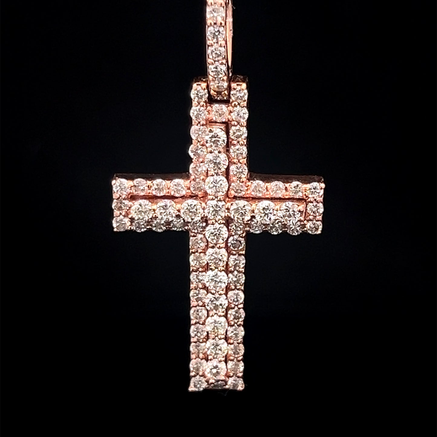 Rose Gold Cross Pendant 1.75CT 6.1GR 14K