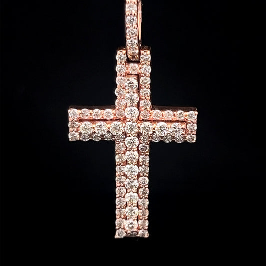 Rose Gold Cross Pendant 1.75CT 6.1GR 14K