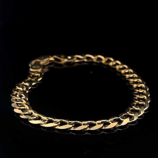 Solid Yellow Gold Cuban Bracelet 10.2GR 7MM 14K 8"