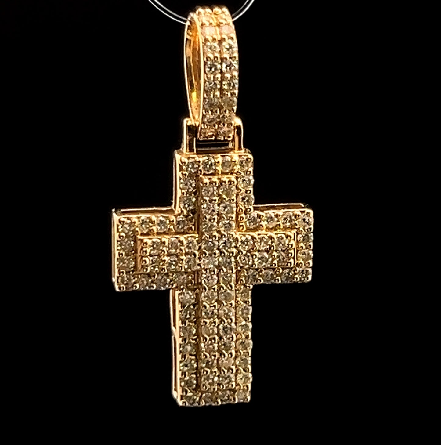 Yellow Gold Cross Pendant 0.39CT 1.2GR 14K