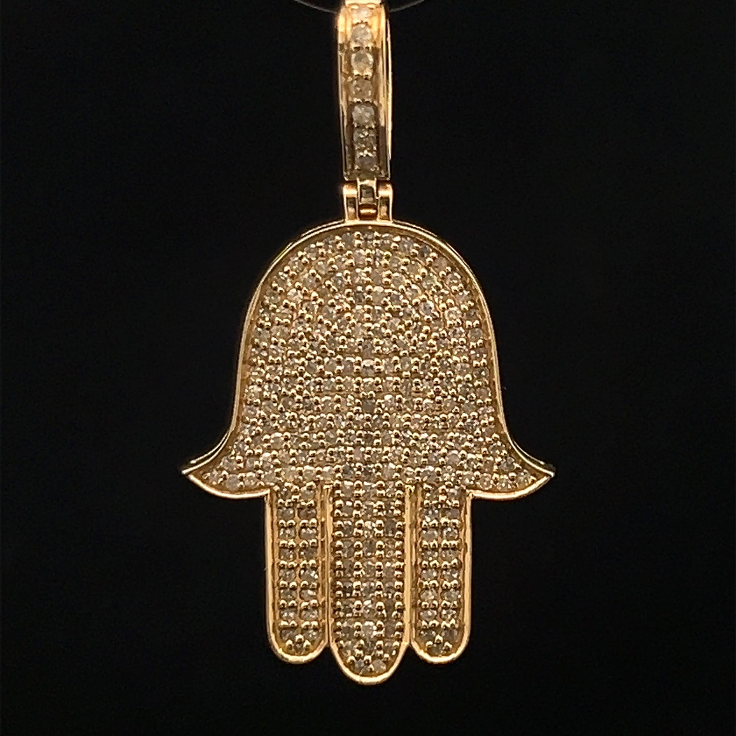 Yellow Gold Hamsa Pendant 0.97CT 3.2GR 14K