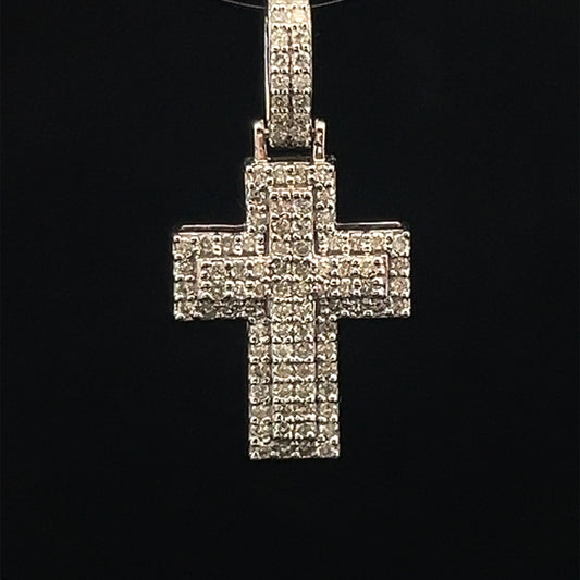 White Gold Cross Pendant 0.39CT 1.3GR 14K