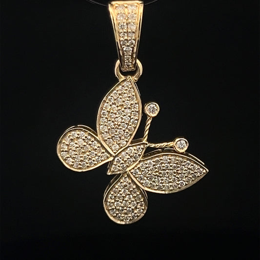 Yellow Gold Butterfly Pendant 0.57CT 2.5GR 14K