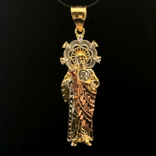 PENDANT SAN JUDAS CZ 3GR 14K 4.5CM