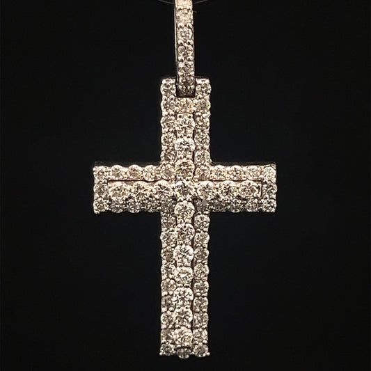 White Gold Cross Pendant 1.75CT 6.3GR 14K