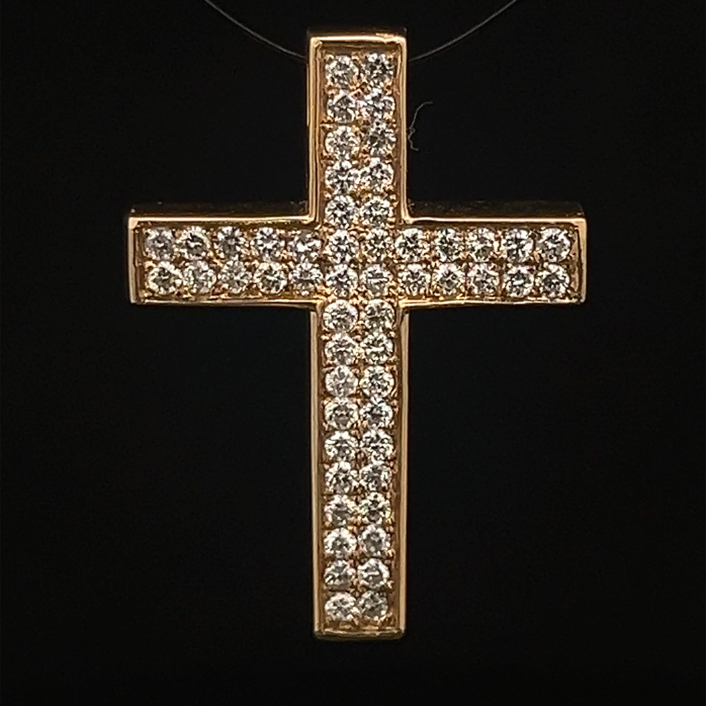 Yellow Gold Box Cross Pendant  1.08CT 5.9GR 14K