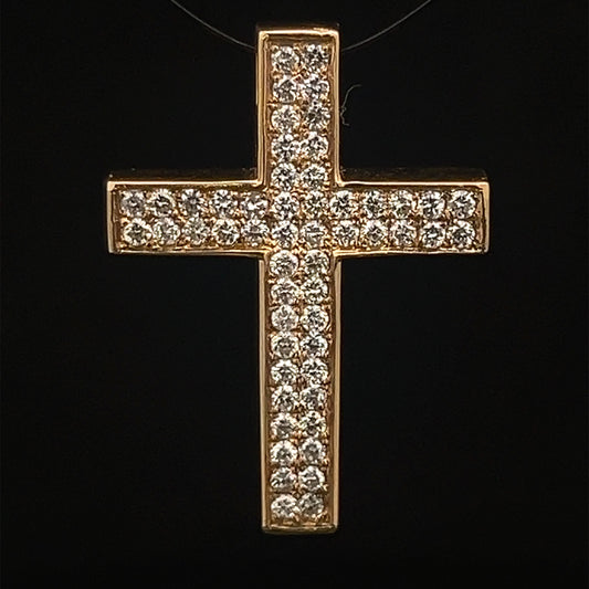 Yellow Gold Box Cross Pendant  1.08CT 5.9GR 14K