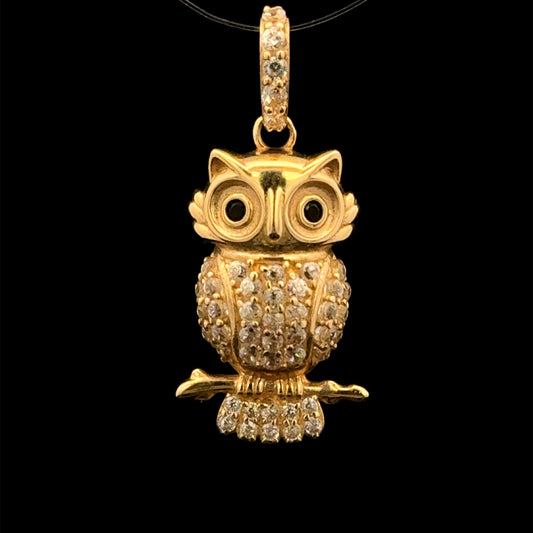 Owl Pendant (CZ) 2.6GR 14K