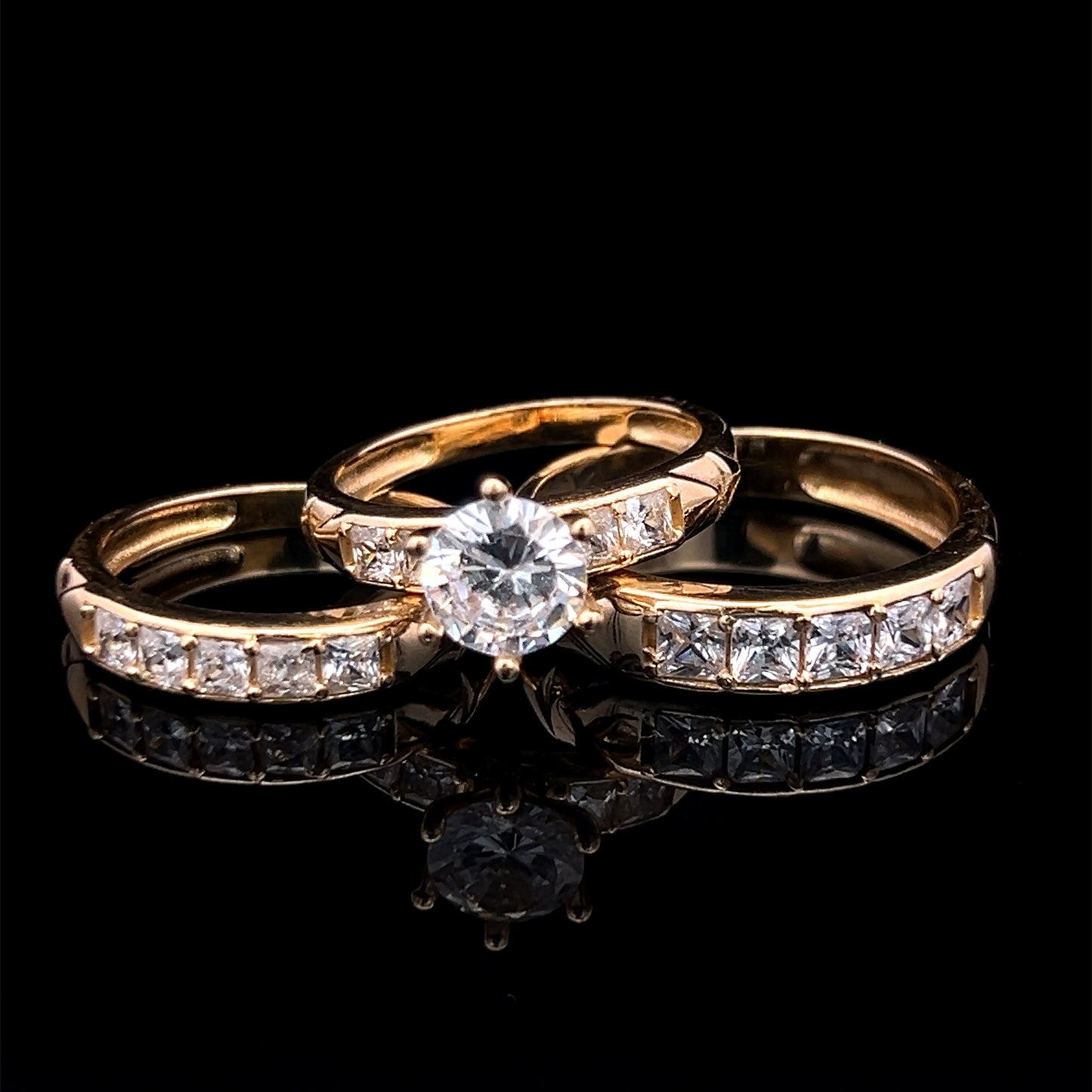 Yellow Gold Trio Engagement Ring (CZ) 7.4GR 14K 7W 9M"