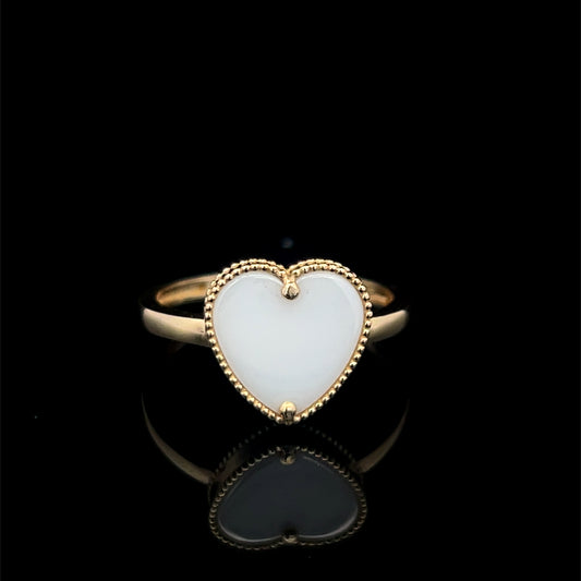 Yellow Gold Heart Ring 2.6GR 14K 7"