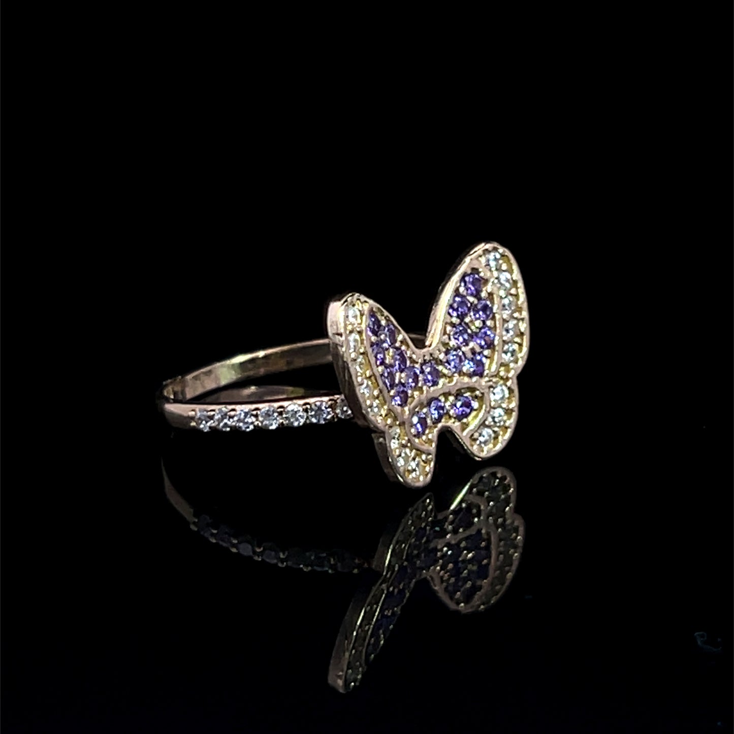 Yellow Gold Minnie Bow Ring (Natural Diamonds) 2.5GR 14K 7"