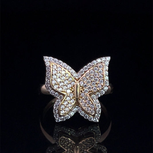 Yellow Gold Butterfly Ring (CZ) 3.9GR 14K 7"