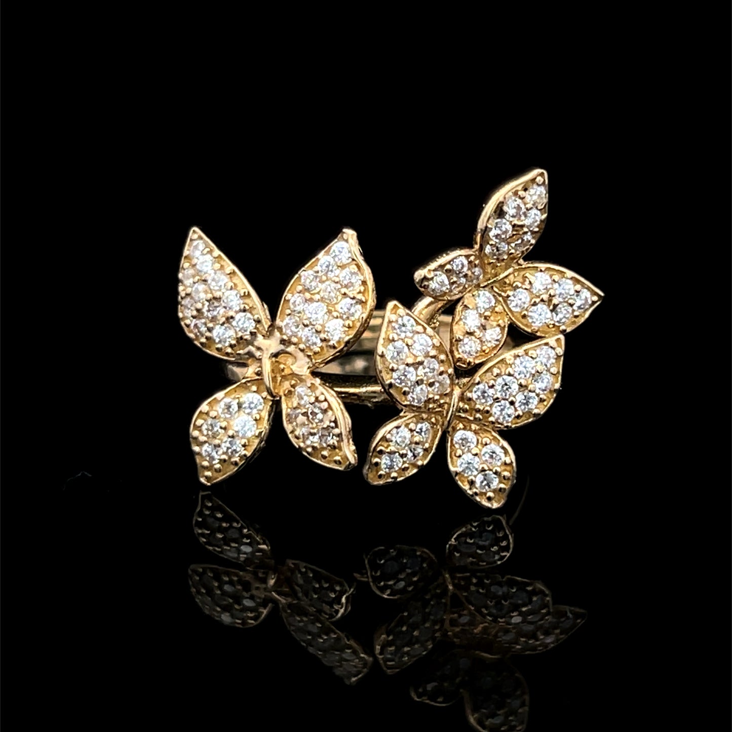 Anillo mariposa de oro amarillo (CZ) 4GR 14K 6,5"