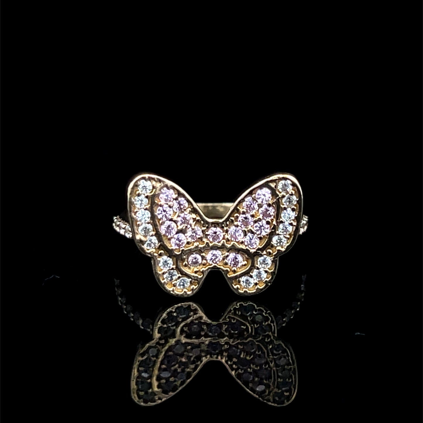 Yellow Gold Minnie Bow Ring (CZ) 2.4GR 14K 7"