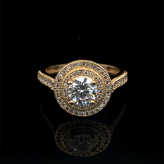 Yellow Gold Engagement Ring CZ 3.4GR 14K 7"