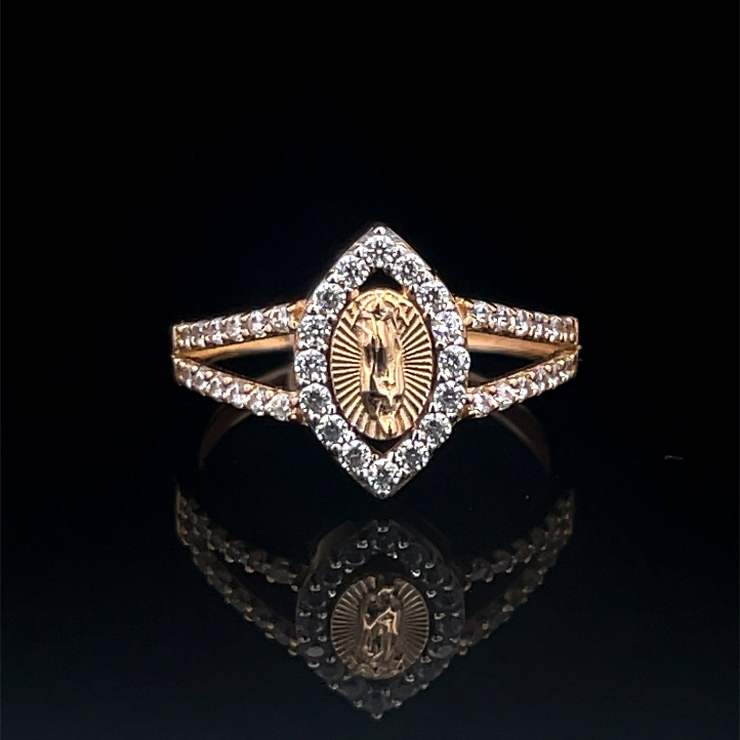 ANILLO VIRGEN CZ AMARILLO 2.3GR 14K 8"