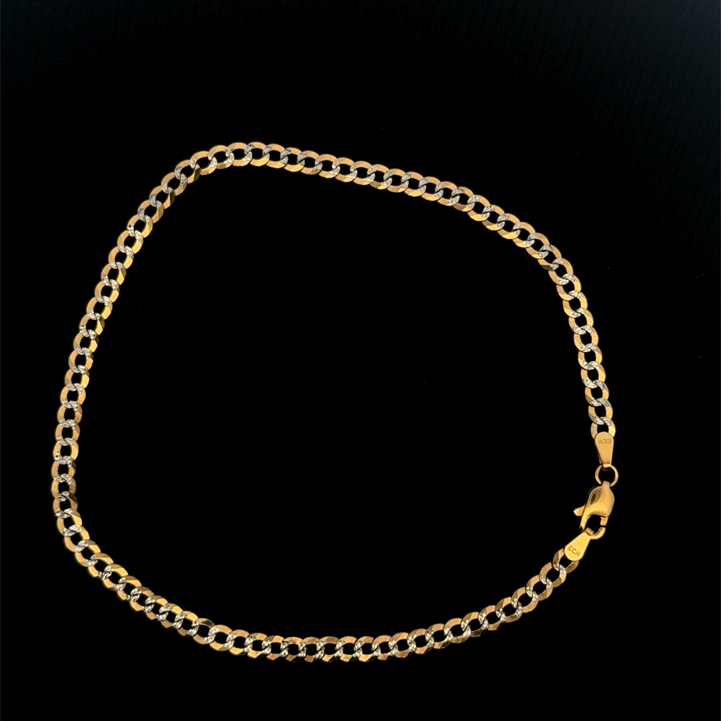 BRACELET CUBANA CLASICA 2 TONOS 4 GR 3.6MM 14K  10"