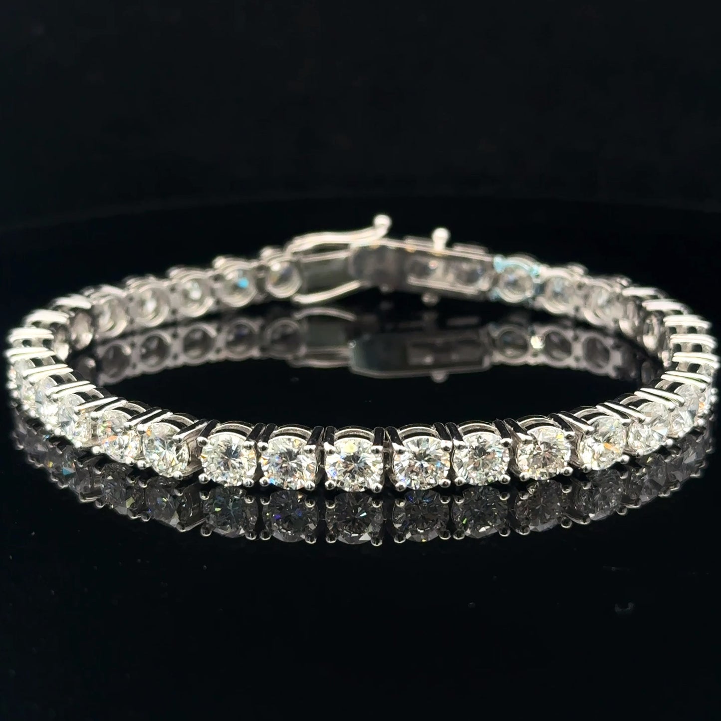 14K WHITE GOLD LAB GROW TENNIS BRACELET (15.55CT 5.00MM  20.9GR 7")