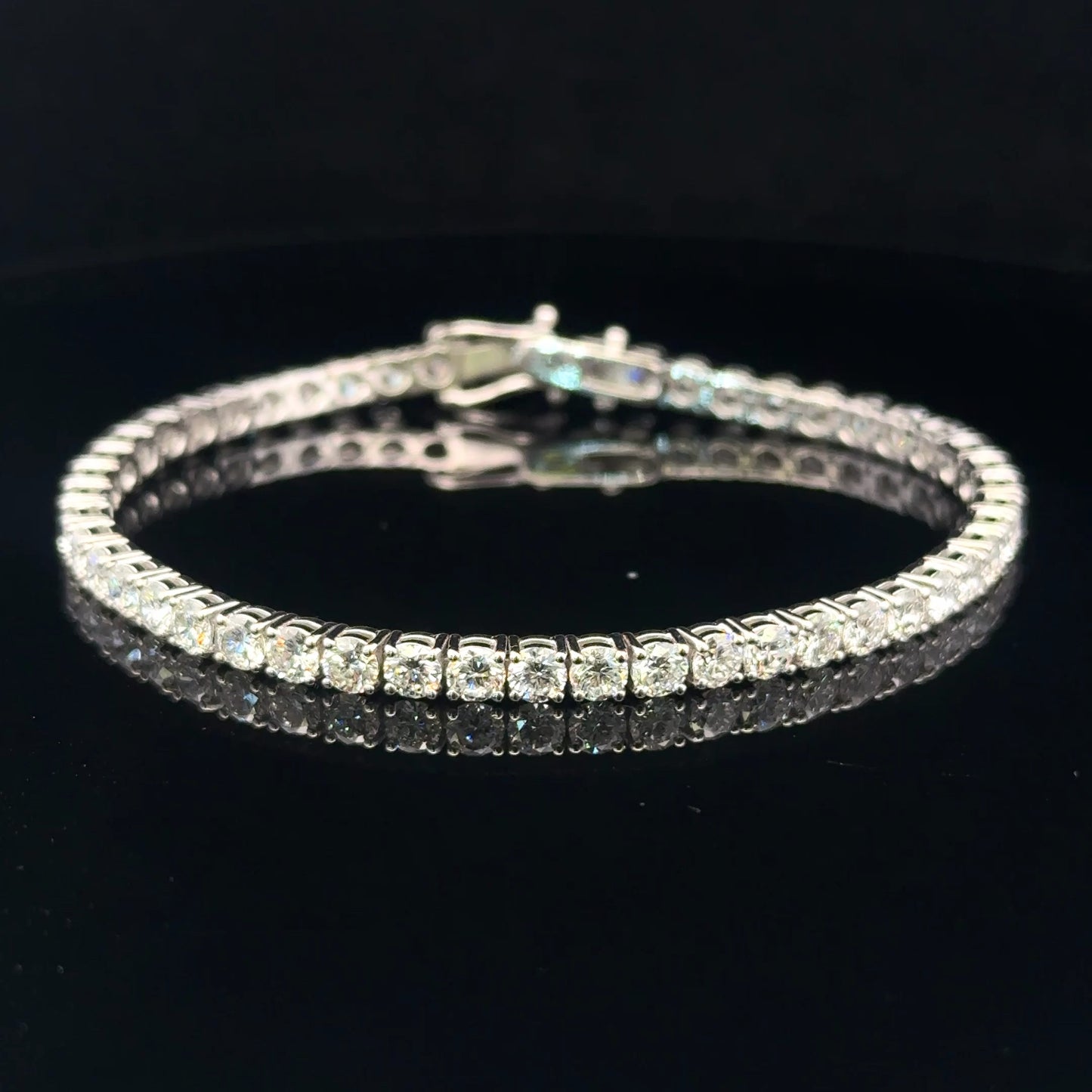 14K WHITE GOLD LAB GROWN BRACELET (7.4GR 3CT 7")