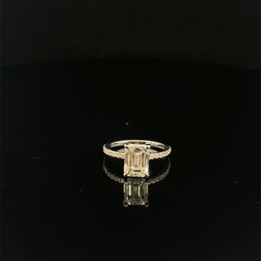 14K WHITE GOLD ENGAGEMENT RING LAB-GROWN  DIAMOND (2.3GR 2.51CT 6.5")