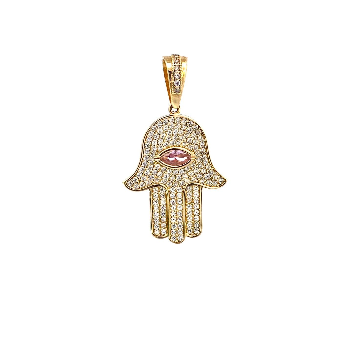 Colgante Hamsa de oro amarillo (CZ) 3,1 gr 14K