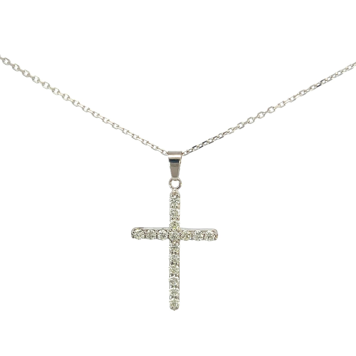 White Gold Cross Necklace  0.56CT 3.6GR 14K 18"