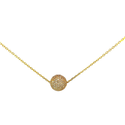 Yellow Gold Ball Necklace 1CT 3.2GR 14K 16"