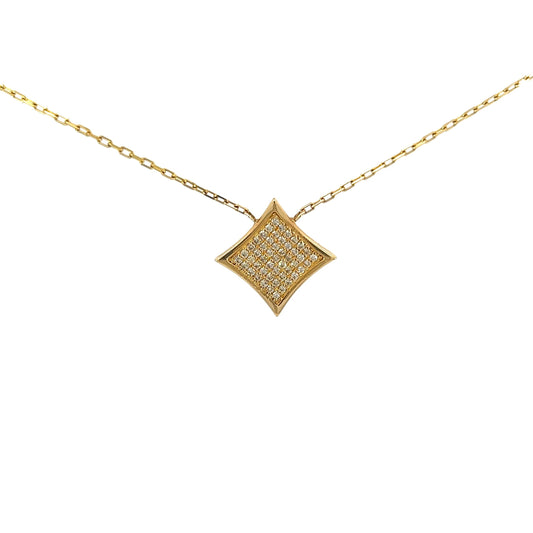 Rhombus Necklace 0.20CT 3.4GR 14K 18"