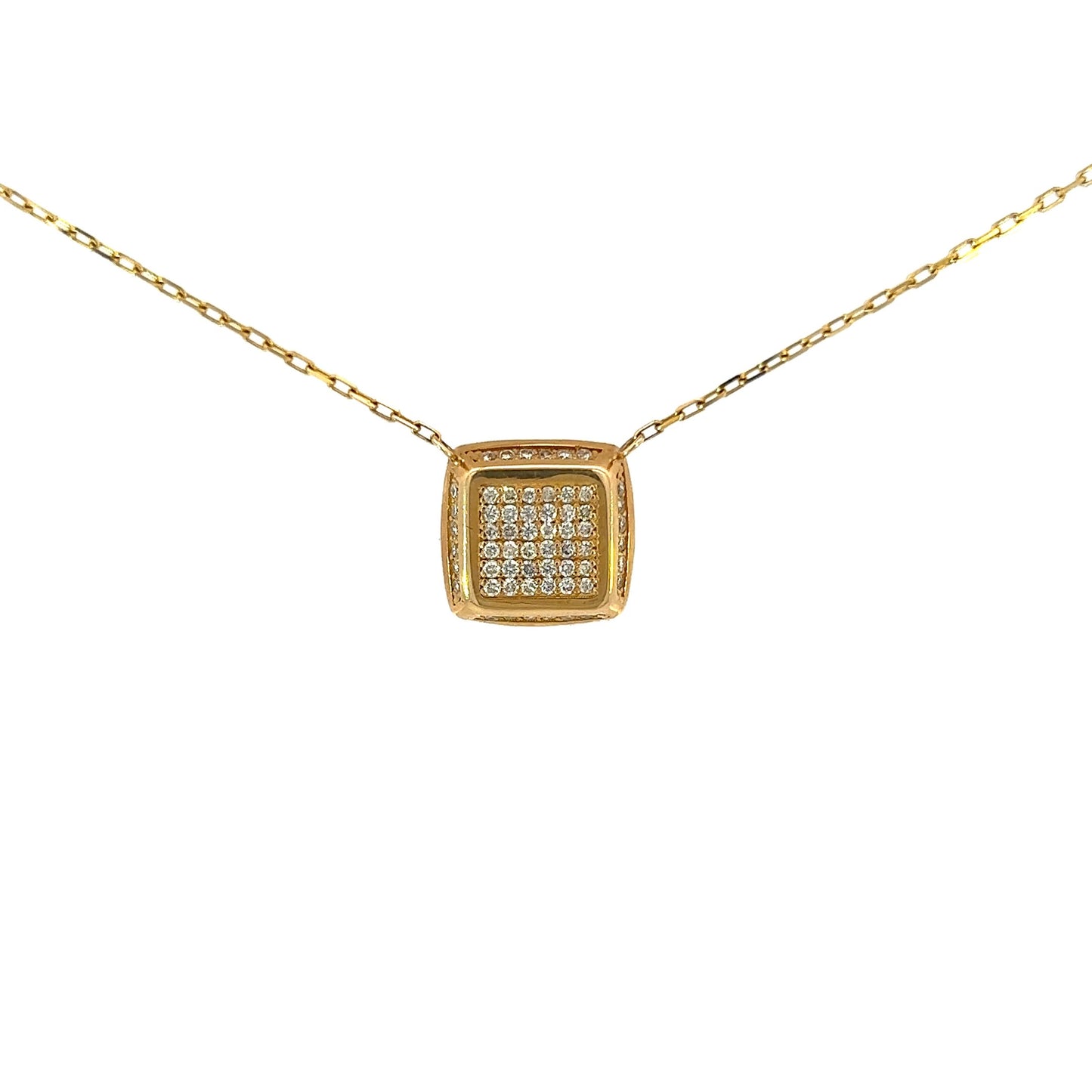 Yellow Gold Square Necklace 0.24CT 3.2GR 14K 18"