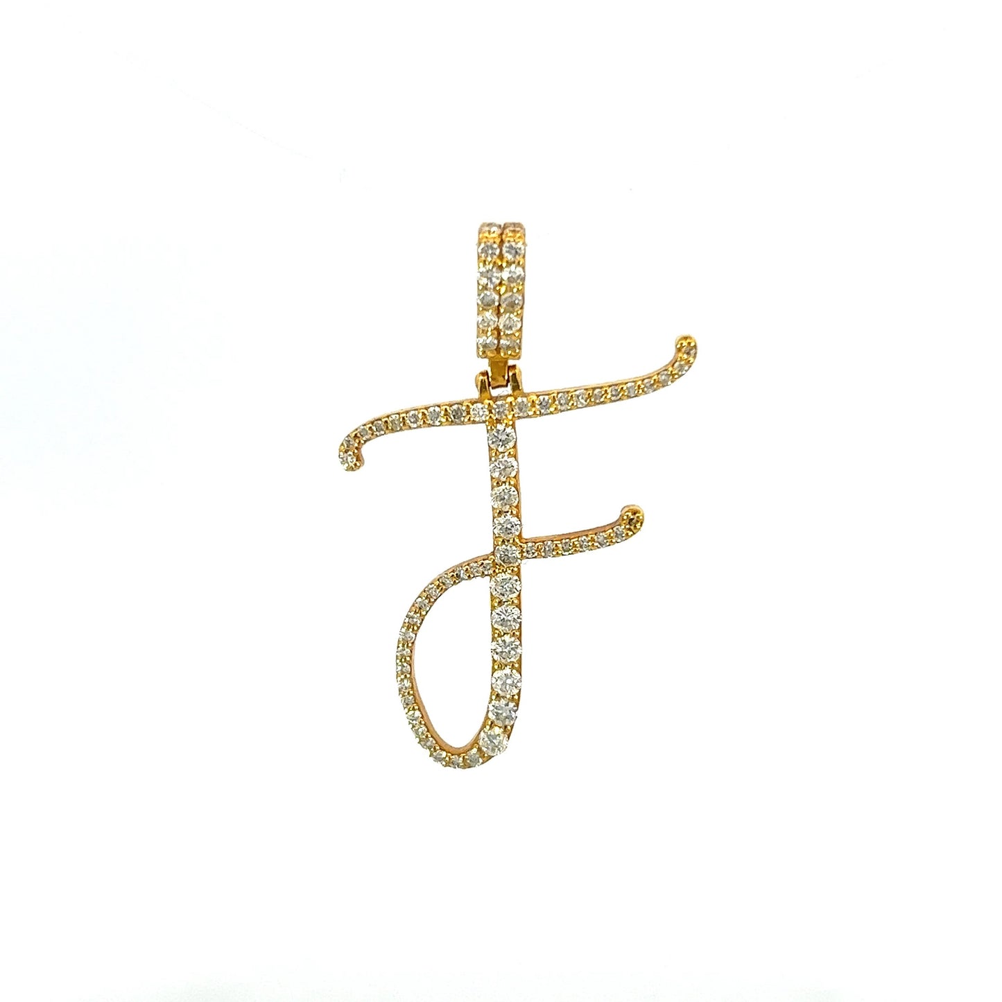 Yellow Gold Letter F Pendant 0.63CT 2.3GR 14K