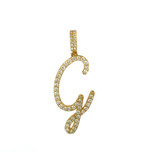 Yellow Gold Letter G Pendant 1.03CT 3.5GR 14K