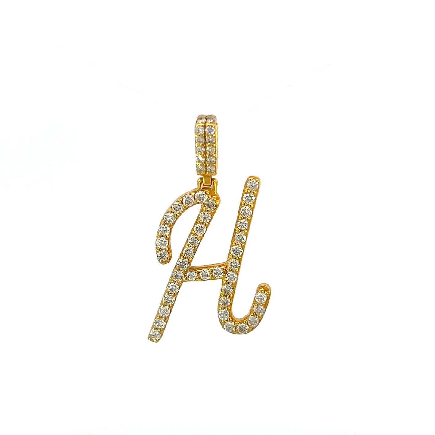 Yellow Gold Letter H Pendant 0.97CT 3.2GR 14K