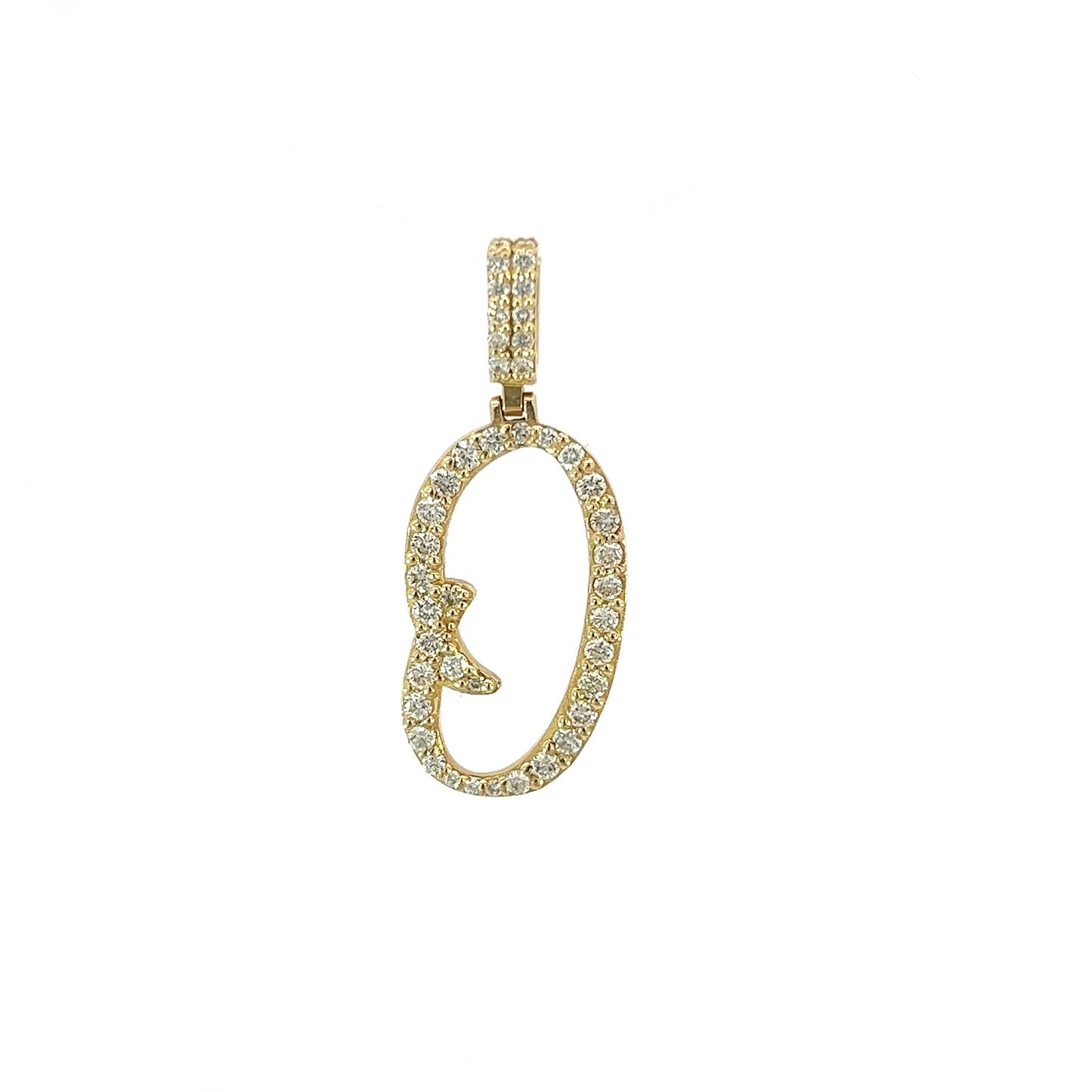 Yellow Gold Letter O Pendant 0.68CT 2.6GR 14K