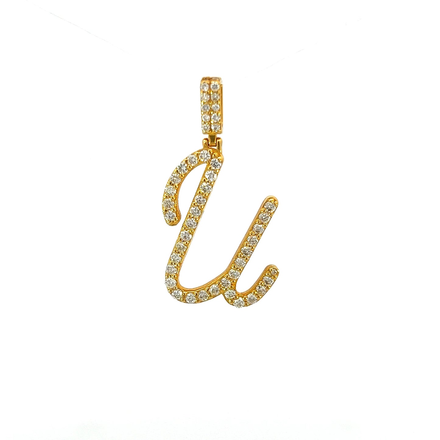 Yellow Gold Letter U Pendant 0.92CT 3.1GR 14K