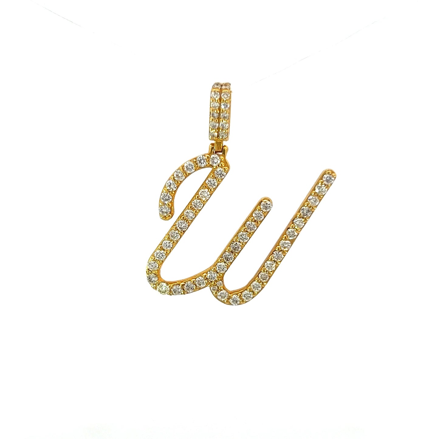 Yellow Gold Letter W Pendant 1.12CT 3.8GR 14K