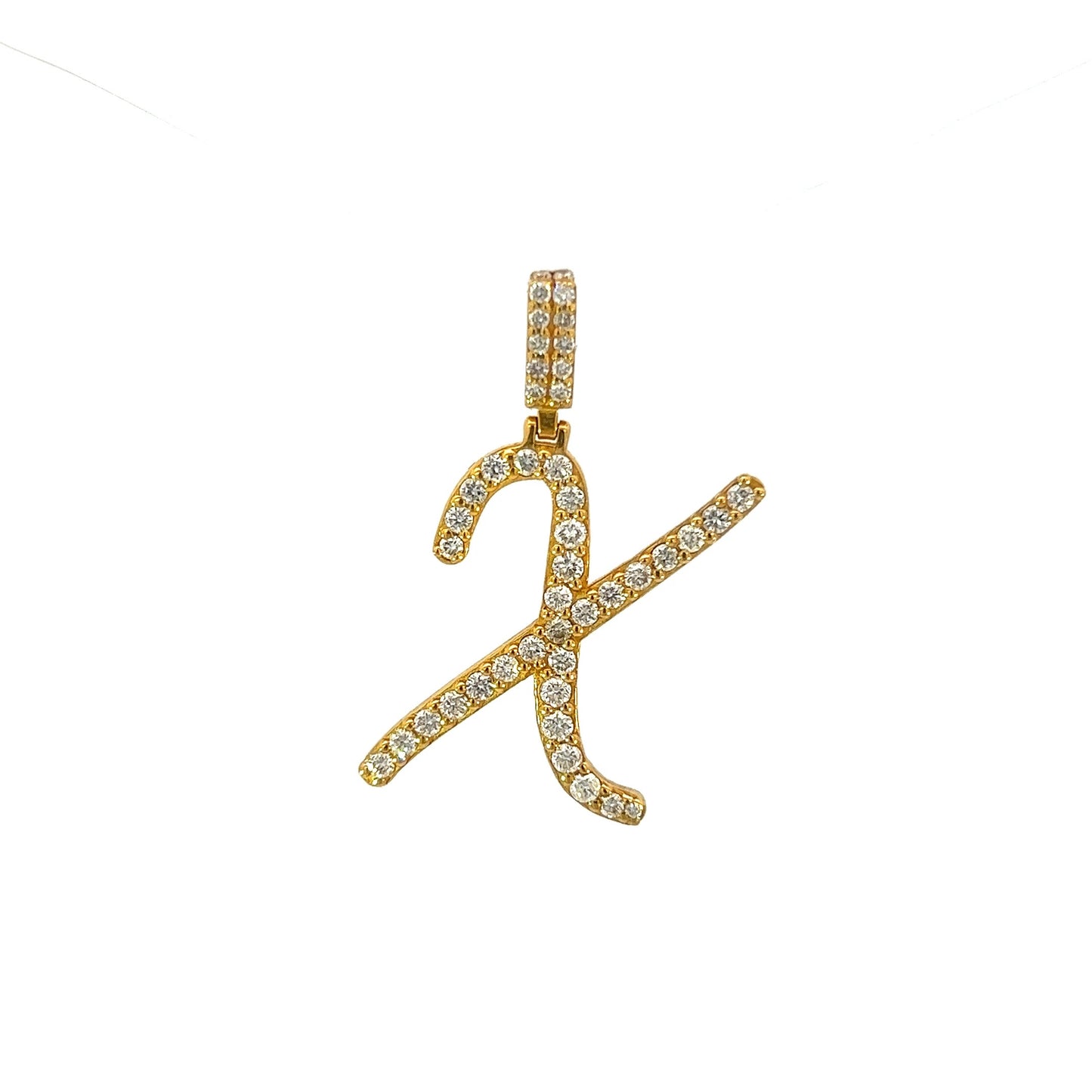 Yellow Gold Letter X Pendant 0.83CT 3GR 14K