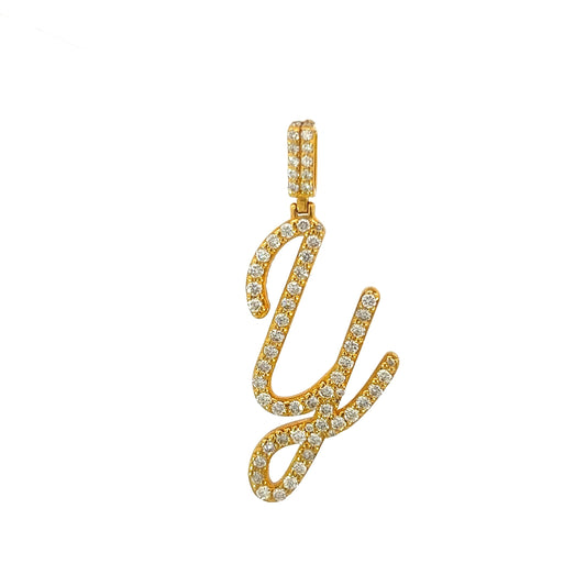 Yellow Gold Letter Y Pendant 1.18CT 4GR 14K