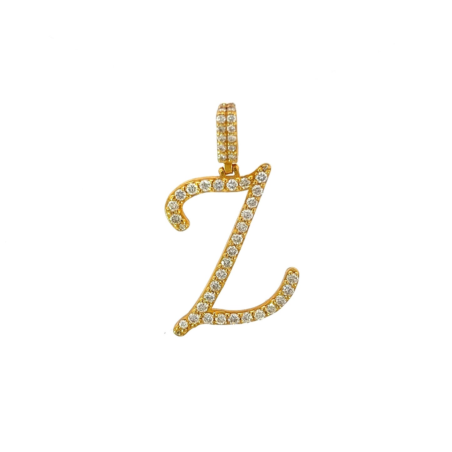 Colgante de oro amarillo con la letra Z, 0,83 ct, 2,9 gr, 14 quilates