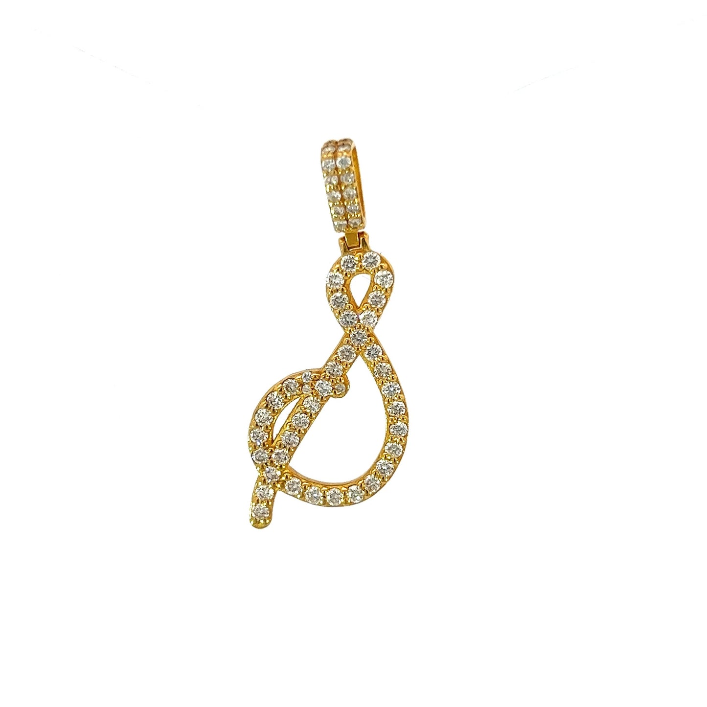 Yellow Gold Letter Pendant 0.95CT 3.2GR 14K